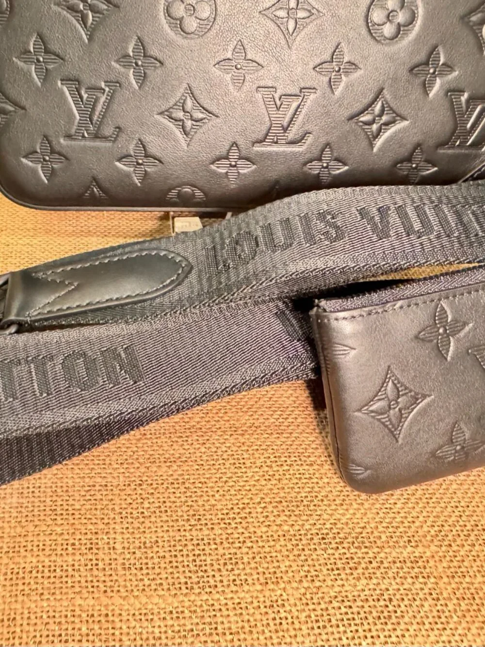 Louis Vuitton Trio Messenger Bag — Black Monogram Shadow Leather | 3-Piece Set